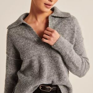NWT Abercrombie grey boucle sweater polo